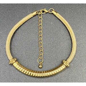 Gold Tone Metal and Champagne Cord Bracelet